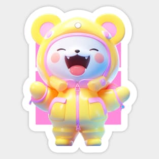 AKBLM - GENKI 元気 HAPPY JELLY PUFF KUMA | KAWAII 3D PASTEL YELLOW AESTETHIC ANIME CHARACTER Sticker